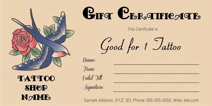 Tattoo Gift Certificate Template | Aesthetecurator In regarding Tattoo Gift Certificate Template