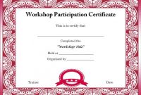 Template For Certificate Of Partcipation In Workshop in Workshop Certificate Template