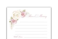 Template Share A Memory Cards For Funerals Blush Roses Home with In Memory Cards Templates