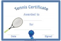 Tennis Certificate With A Picture Of A Tennis Racket | Gift for Tennis Certificate Template Free