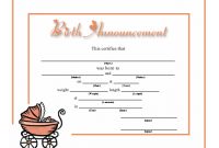 This Birth Announcement For A Baby Girl Has Lots Of Room For throughout Baby Death Certificate Template