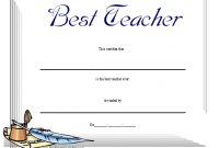 This Certificate Honors The "best Teacher," And Is intended for Best Teacher Certificate Templates Free
