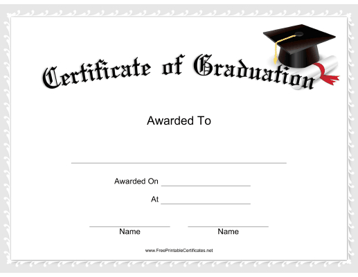 This Graduation Certificate Features A Mortarboard With A throughout Free Printable Graduation Certificate Templates