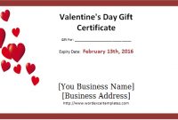 Valentine's Day Gift Certificate Template Word | Gift inside Valentine Card Template Word
