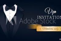 Vip Premium Horizontal Invitation Card. Black Banner With with Tie Banner Template