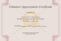 Volunteer Appreciation Certificate Template – Certificate in Volunteer Award Certificate Template
