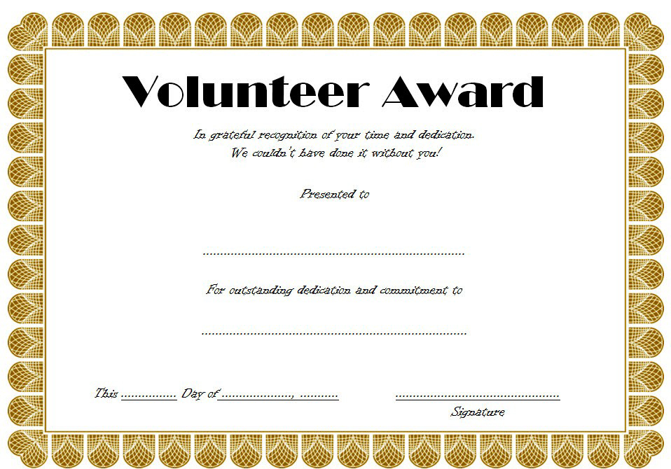 Volunteer Of The Year Certificate Template (4 throughout Volunteer Of The Year Certificate Template