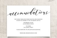 Wedding Accommodations Template | Printable Accommodations pertaining to Wedding Hotel Information Card Template
