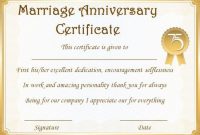 Wedding Anniversary Certificate Templates: 15 Most Beautiful within Anniversary Certificate Template Free