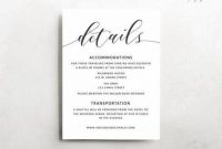Wedding Details Template | Wedding Information Card | Rustic pertaining to Wedding Hotel Information Card Template