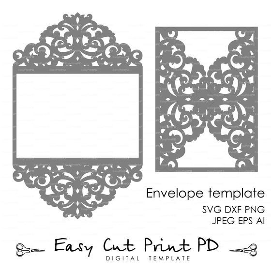 Wedding Invitation Pattern Card Template Lace with Silhouette Cameo Card Templates