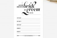 Wedding Mad Libs Card — Leave Your Wishes For The Bride And within Marriage Advice Cards Templates