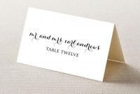 Wedding Place Card Printable Template – Editable Template with Printable Escort Cards Template