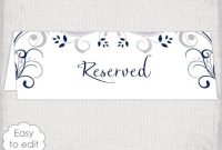 Wedding Reserved Sign Card Template "scroll" Printable within Reserved Cards For Tables Templates