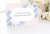 Will You Be My Bridesmaid Card Printable Wedding Template / Floral  Bridesmaid Proposal Card, Flower Girl, Maid Of Honor Card with Will You Be My Bridesmaid Card Template