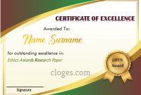 Word Certificate Of Excellence Template pertaining to Certificate Of Excellence Template Word