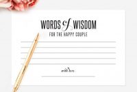 Words Of Wisdom Wedding Advice Printable Template Kraft Sign with Marriage Advice Cards Templates