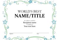 World's Best Award Certificate regarding Winner Certificate Template