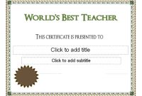 World's Best Teacher Award Certificate | Teacher Awards throughout Best Teacher Certificate Templates Free