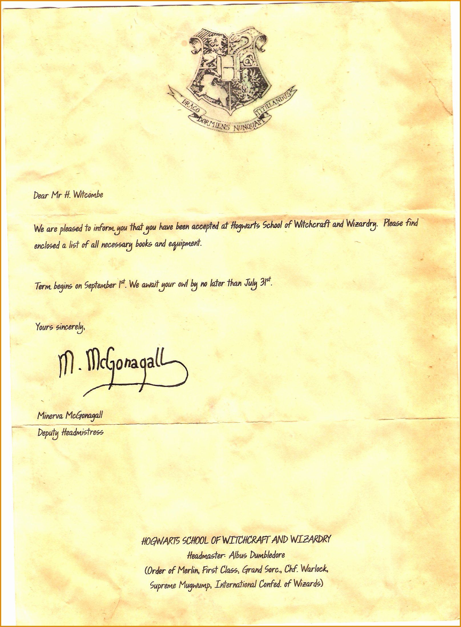 40 Harry Potter Letter Template In 2020 | Hogwarts intended for Harry Potter Letter Template