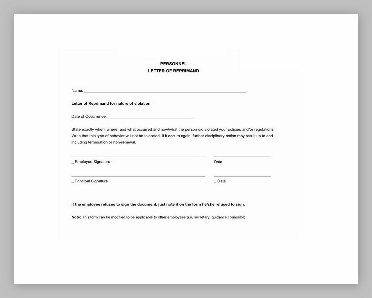 41+ Letter Of Reprimand Template &amp; Example | Redlinesp intended for Letter Of Reprimand Template