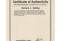 Certificate Of Authenticity Autograph Template ~ Addictionary in Letter Of Authenticity Template