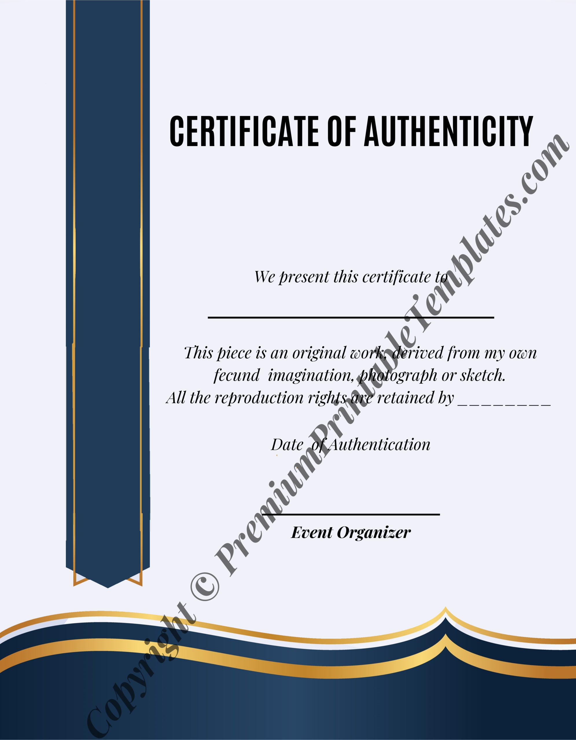 Certificate Of Authenticity Template | Editable throughout Letter Of Authenticity Template