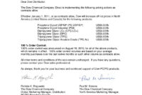Chemical Market Info From Rcu Chemical, Llc.: Dow Popg with Price Increase Letter Template