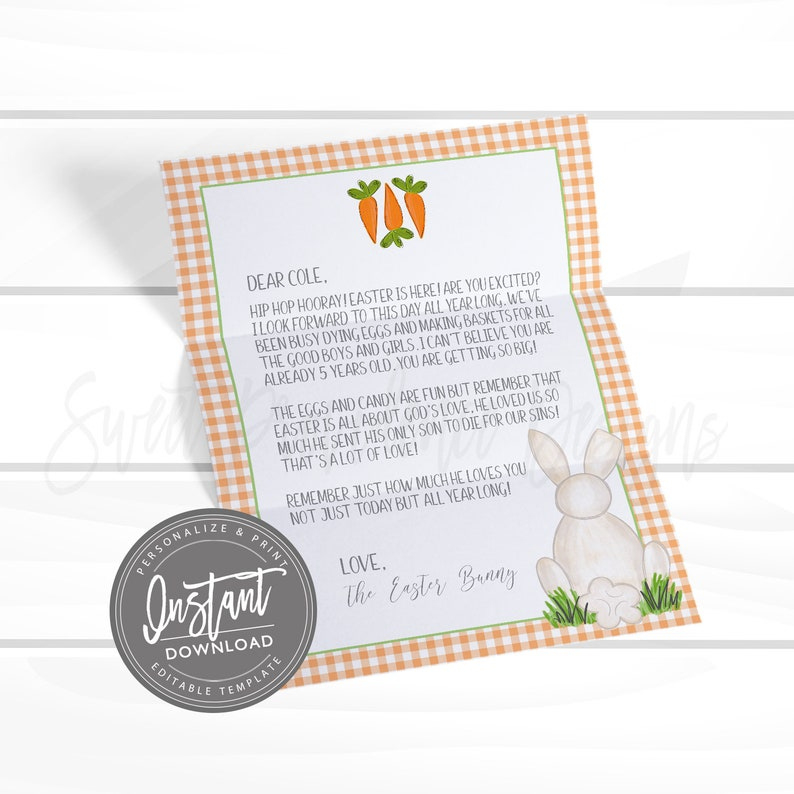 Editable Easter Bunny Letter To Kids Easter Printable | Etsy inside Letter To Easter Bunny Template
