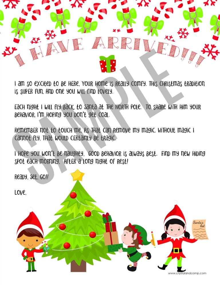 Elf On The Shelf Arrival Letter throughout Elf On The Shelf Arrival Letter Template