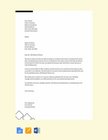 Free 11+ Sample Closing Business Letter Templates In Pdf within Account Closure Letter Template