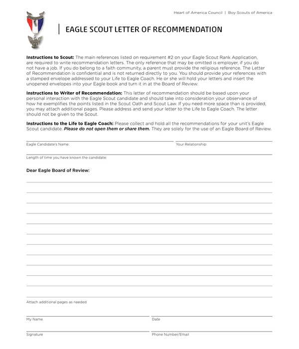Free 7+ Letters Of Recommendation In Pdf | Ms Word pertaining to Letter Of Recommendation For Eagle Scout Template