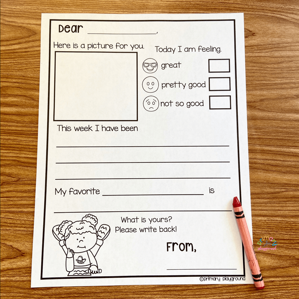 Free Printable Pen Pal Letter - Primary Playground In 2020 with regard to Letter Writing Template For Kids