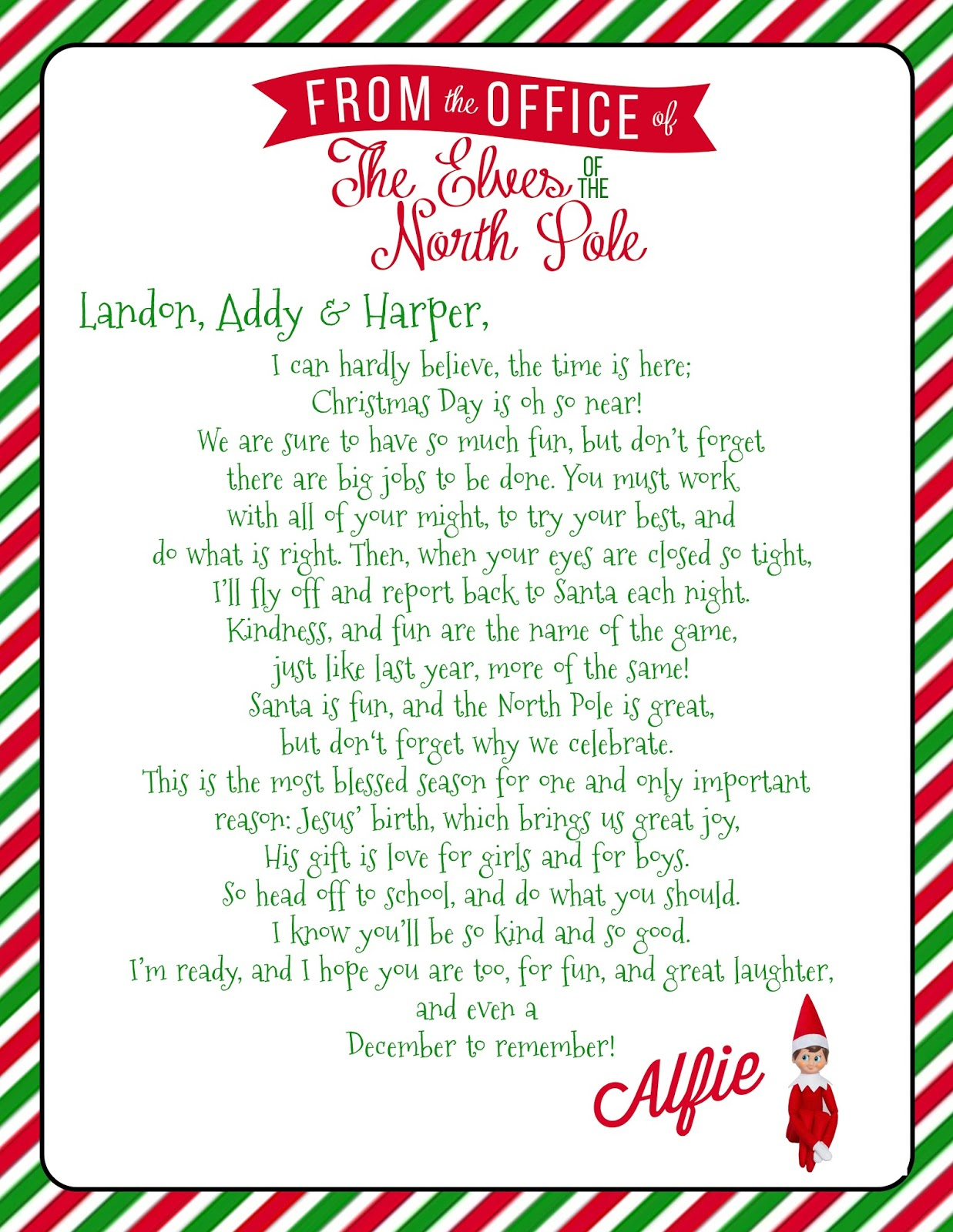 Growing Up Godbold: {Elf On The Shelf} Welcome Letter With regarding Elf On The Shelf Goodbye Letter Template
