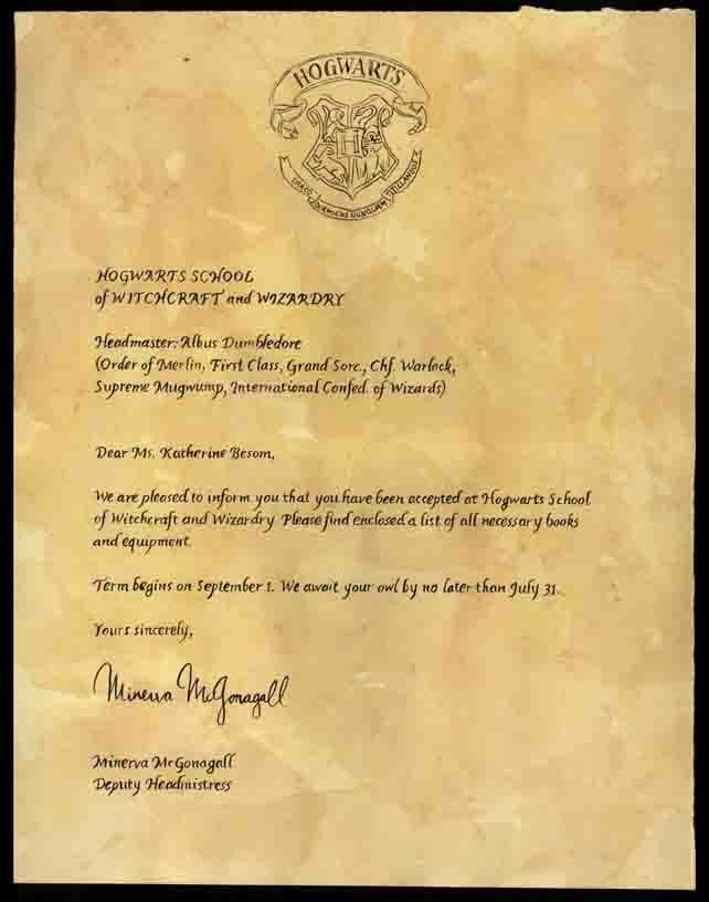 Harry'S Official Hogwarts Acceptance Letter Is Being Put with Harry Potter Letter Template