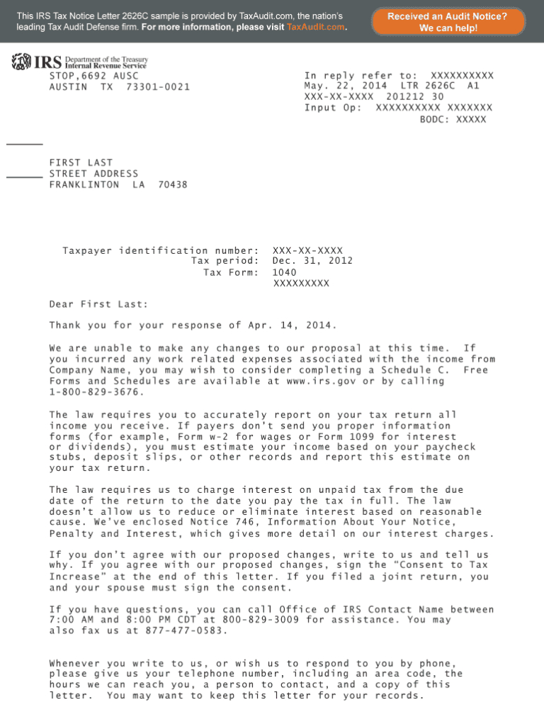 Irs Audit Letter Sample Fill Out And Sign Printable Pdf pertaining to