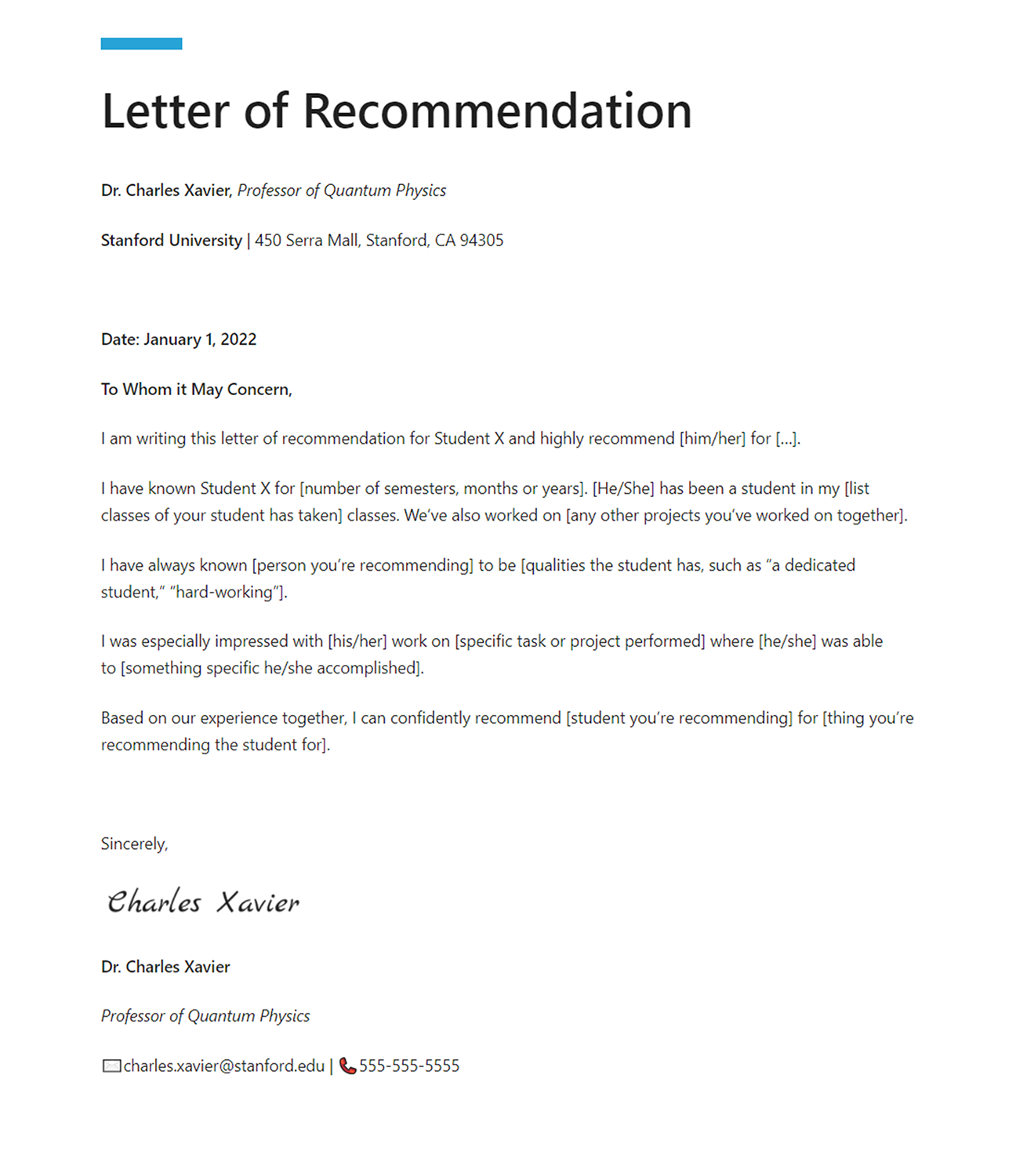 Letter Of Recommendation (Lor): What Is It &amp; How To Write inside Letter Of Recomendation Template
