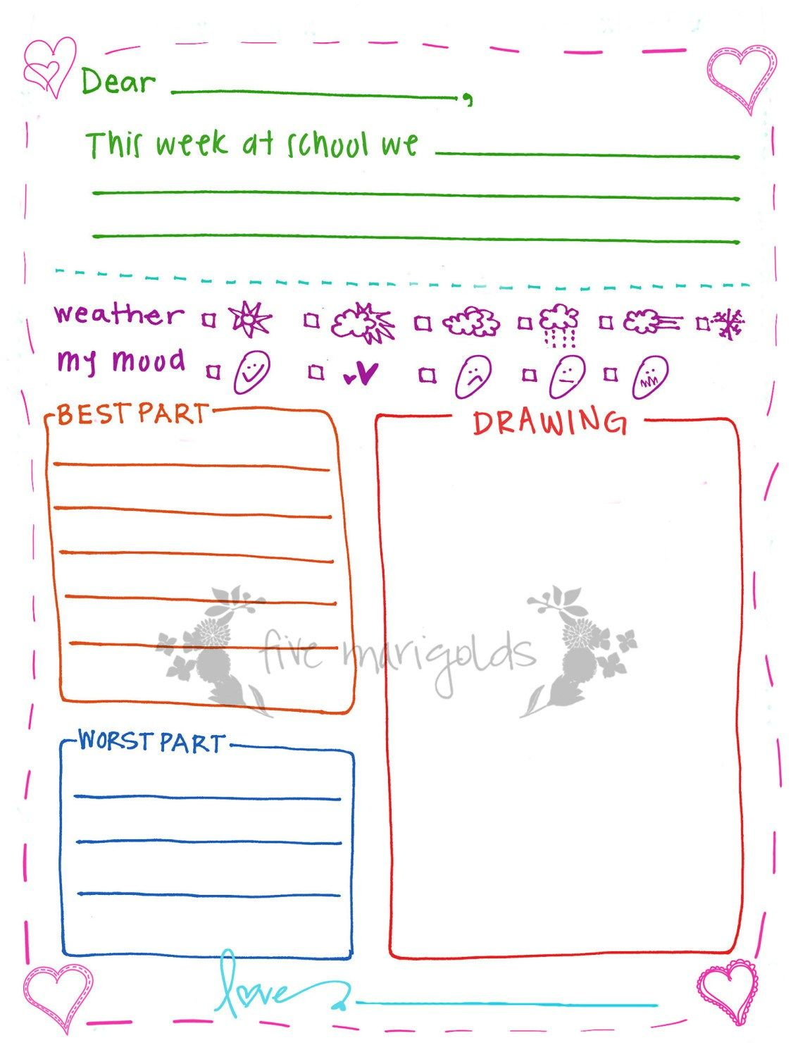 Letter To Grandma Printable Template Girl | Five Marigolds intended for Letter Writing Template For Kids