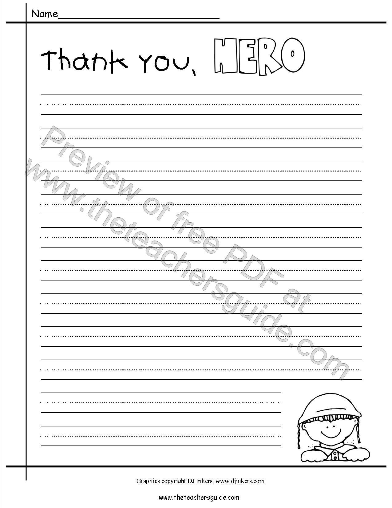 Letter Writing Paper First Grade - Veterans Day Lesson with Letter Writing Template For First Grade