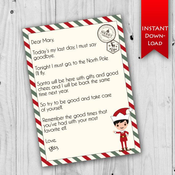 Pin On Christmas Gifts throughout Elf Goodbye Letter Template