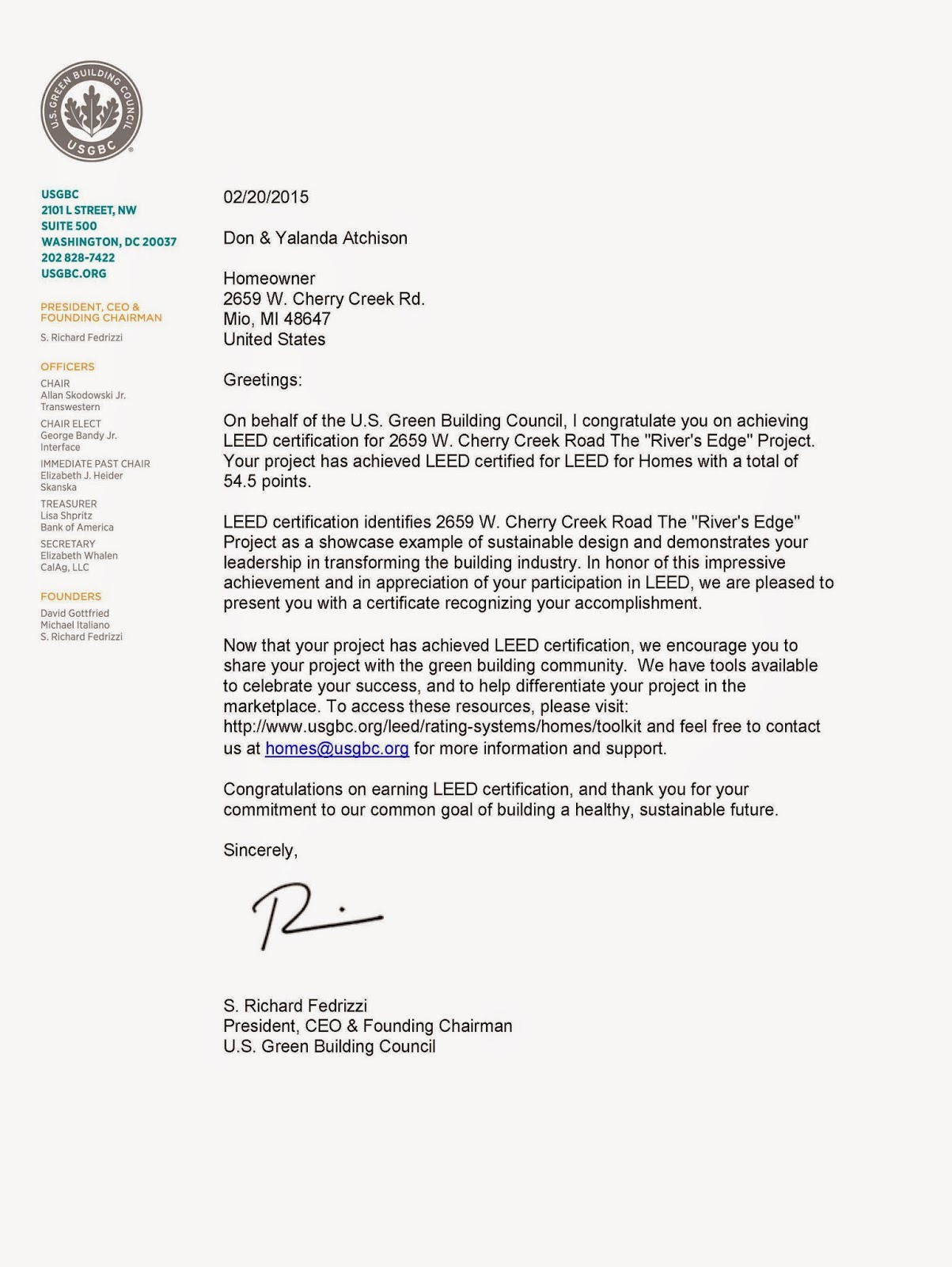 River'S Edge Project regarding Leed Letter Template
