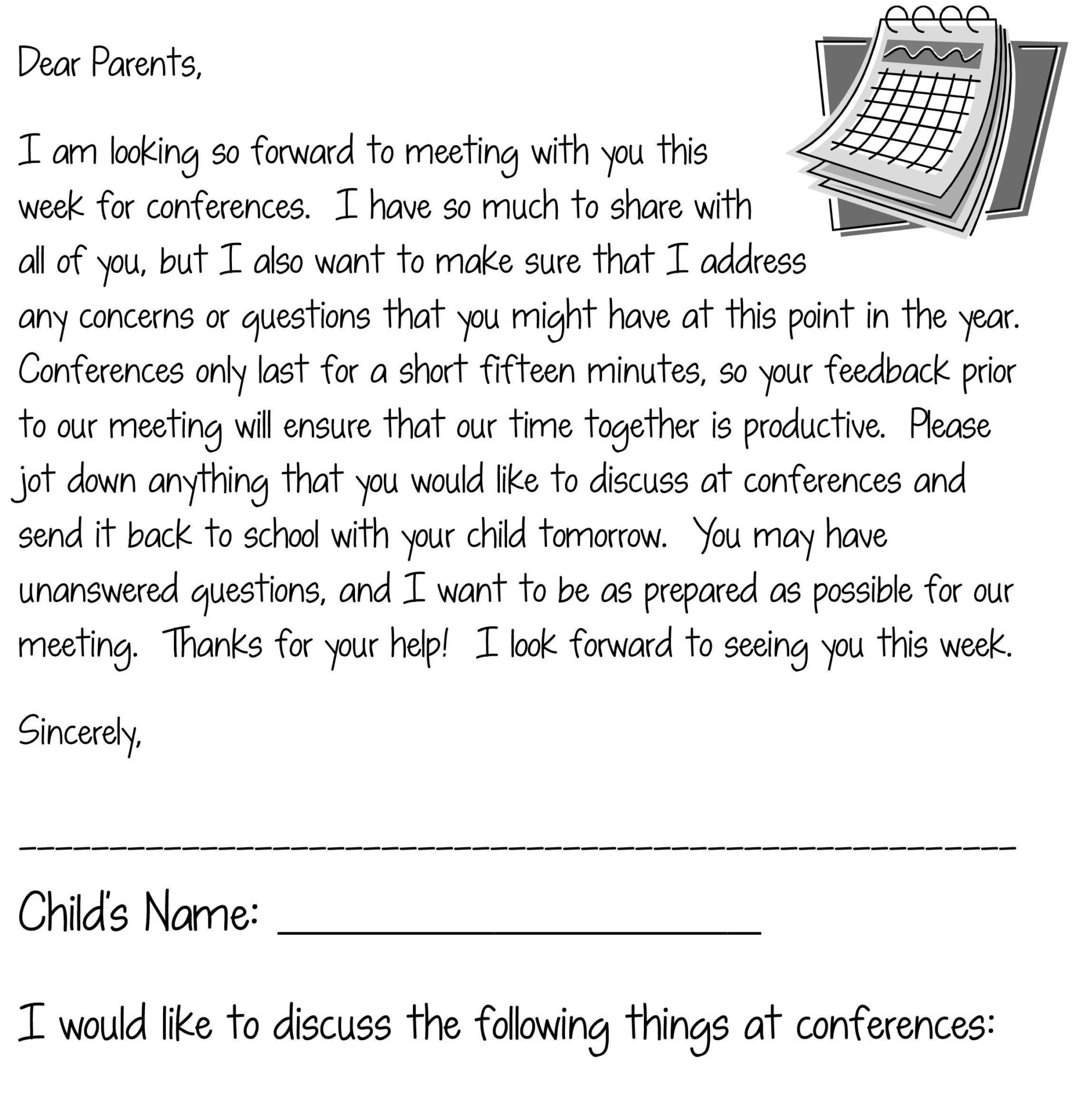 Sample-Invitation-Letter-Parent-Teacher-Conference intended for Letter