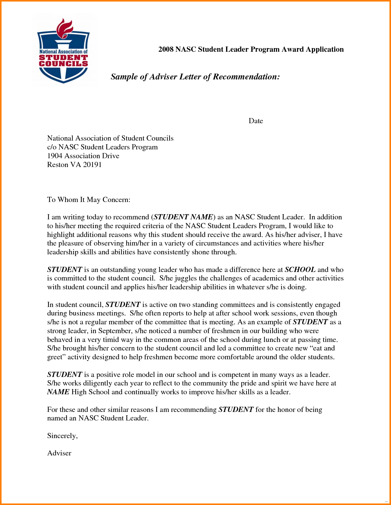 Sample Recommendation Letter For Scholarship From Professor within Letter Of Recomendation Template
