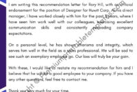 Sample Recommendation Letter Template-Pdf, Word [Pack Of 5 inside Letter Of Reccomendation Template