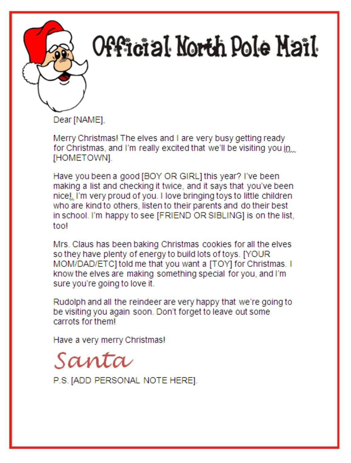 Santa North Pole Workshop Santa Letter Templates | Santa regarding Letter From Santa Claus Template