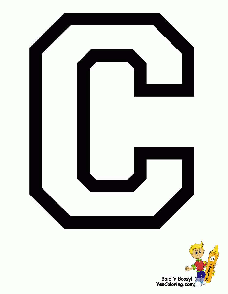 Sports College Alphabet Coloring | Free| College Sports with Large Letter C Template