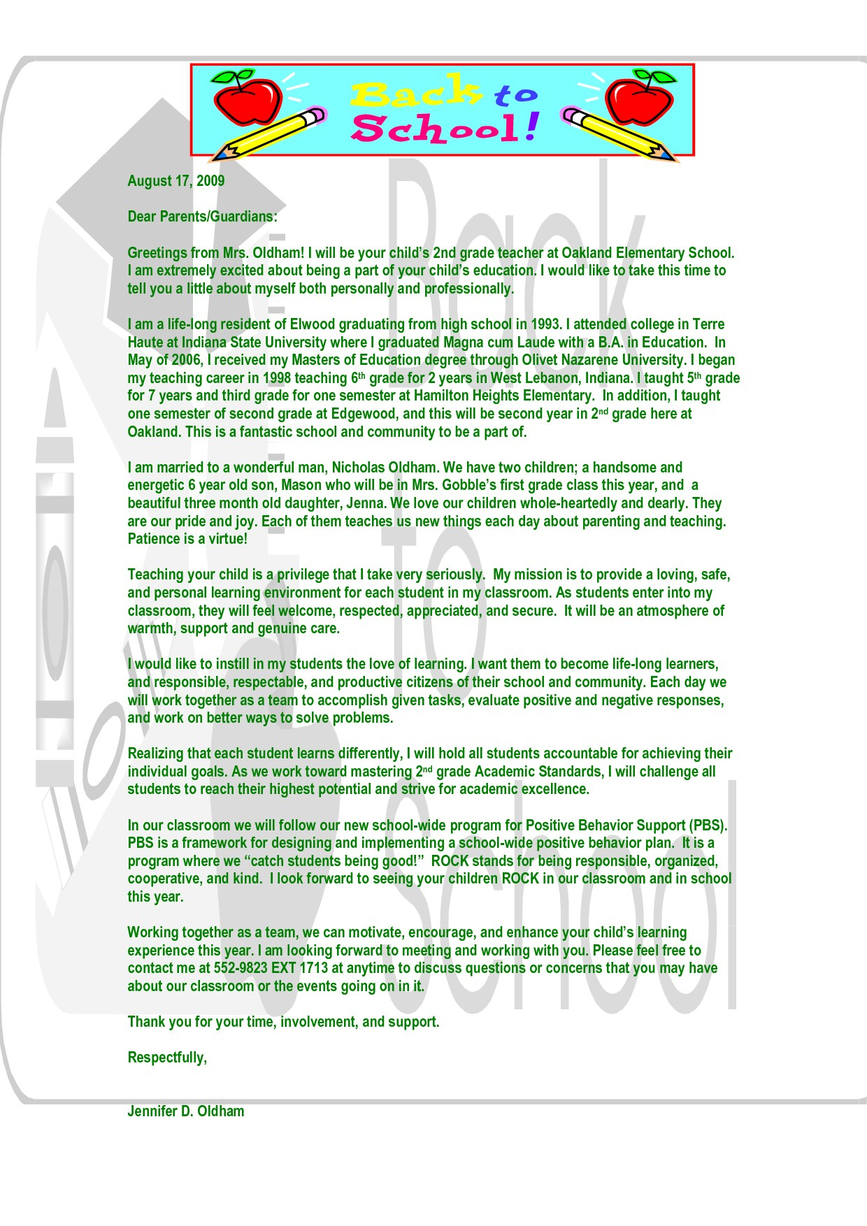 Teacher Welcome Letter To Parents Template Samples for Letter To Parents Template From Teachers