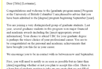 Templates For Graduate Admission Letter – Graduate School pertaining to College Acceptance Letter Template