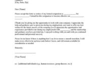 The Letter Of Resignation Template with Draft Letter Of Resignation Template