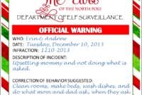 The Office Of The Elves – Behavior Citation From The Elf inside Elf On The Shelf Letter From Santa Template